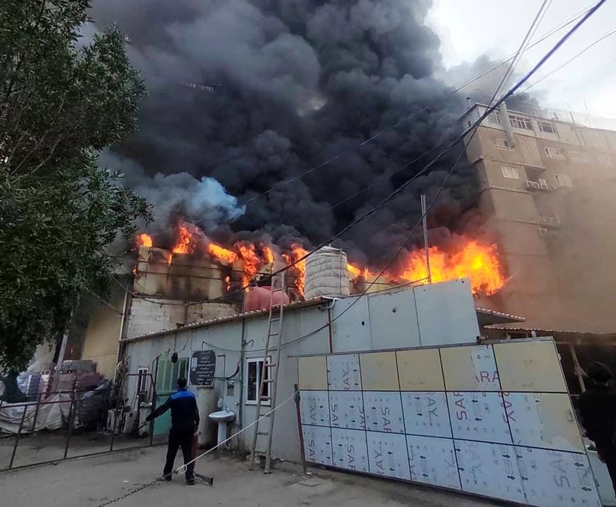 آتش سوزی در مرکز شهر کربلای معلی/ ویدئو
