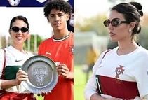  جورجینا رودریگز در کنار رونالدوی جوان پس از قهرمانی پرتغال