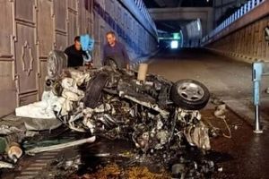 سقوط مرگبار خودرو سواری از پل صدر تهران/ ویدئو