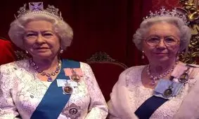 شباهت عجیب یک پیرزن به ملکه انگلیس/ عکس
