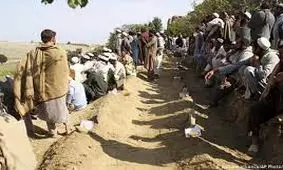 خاکسپاری دسته جمعی جان‌باختگان زلزله در گیان ولایت پکتیکا  - افغانستان/ ویدئو