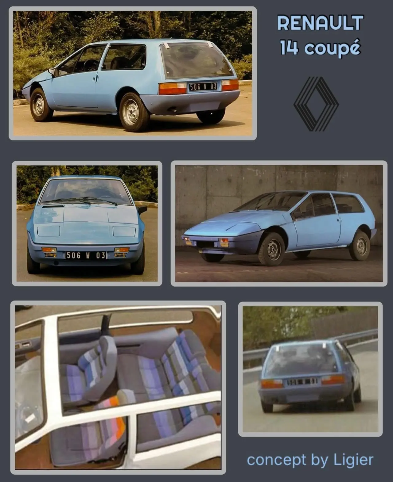 تصویر خودروی هاچ‌بک کلاسیک رنو ۱۴ (Renault 14) با بدنه گرد و طراحی مدرن دهه ۱۹۷۰، که در حال رانندگی یا در فضای باز پارک شده است، و خبر مربوط به زنگ‌زدگی و توقف تولید زودهنگام آن را منعکس می‌کند.