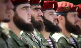 فریاد الله اکبر جنگجویان چچنی پس از اشغال لیسیچانسک اوکراین/ ویدئو

