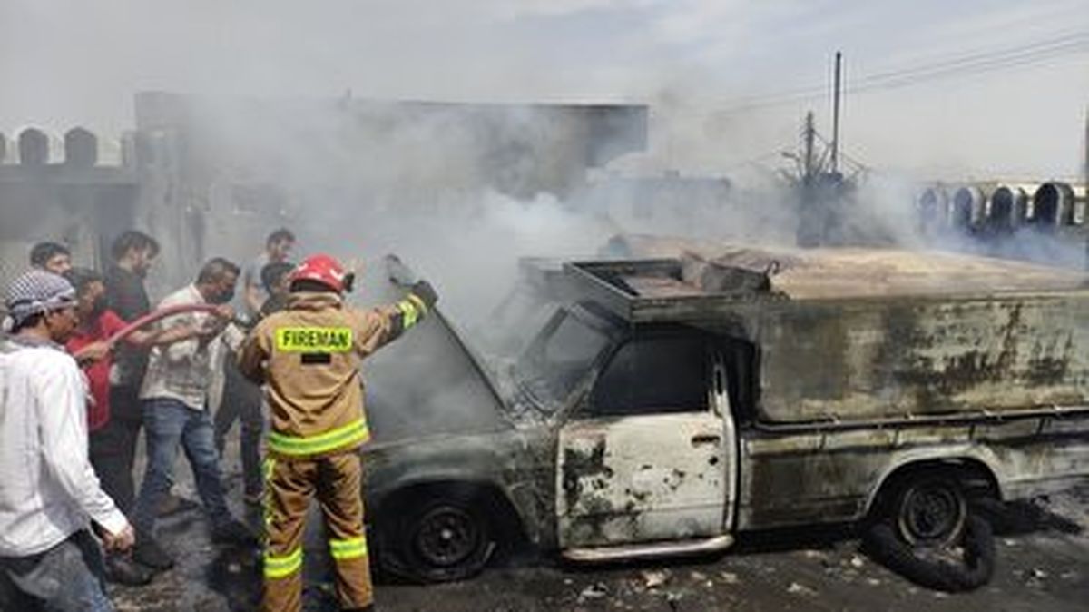 آتش سوزی هفت منزل مسکونی در پارسیان به دلیل نگهداری مخزن گازوئیل/ ویدئو