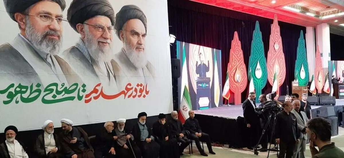 حضور قالیباف و سیدحسن خمینی در مراسم بزرگداشت چهلم آقای شهید در مصلی تهران/ زاکانی، قاآنی و قرائتی در مراسم چهلم رهبر شهید/ عکس و ویدئو