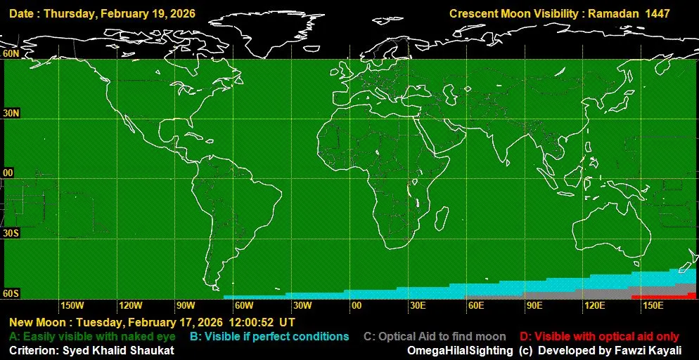 نقشه های رؤیت هلال ماه رمضان ۱۴۰۴ چه می گویند؟