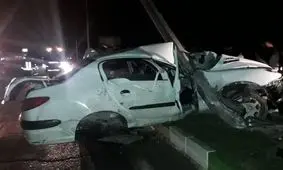  انفجار ۲۰۶ بر اثر برخورد با تیر چراغ برق/ ٢ نفر در این حادثه فوت کردند