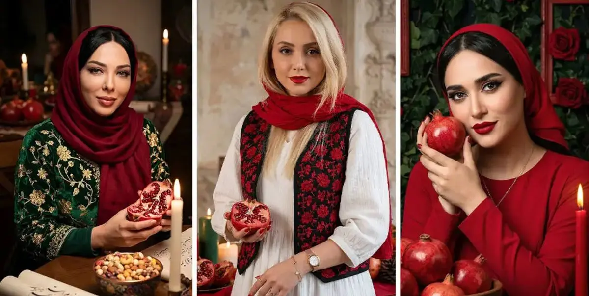 استایل‌های یلدایی خانم‌های بازیگر ایرانی به روایت هوش مصنوعی/ تصاویر
