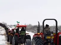 راهپیمایی تراکتوری در شهرستان اهر‌‌/ویدیو

