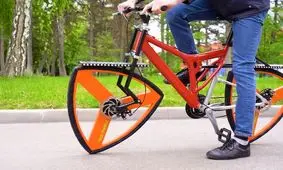 دوچرخه چرخ مثلثی هم آمد/ چالشی برای فیزیک یا خلاقیت ذهنی جدید مخترع دوچرخه مربعی