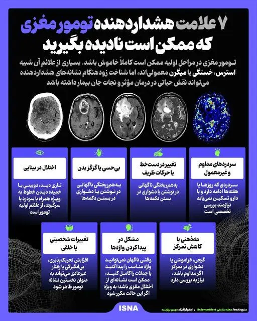 اینفوگرافیک/ ۷ علامت هشداردهنده تومور مغزی که ممکن است نادیده بگیرید