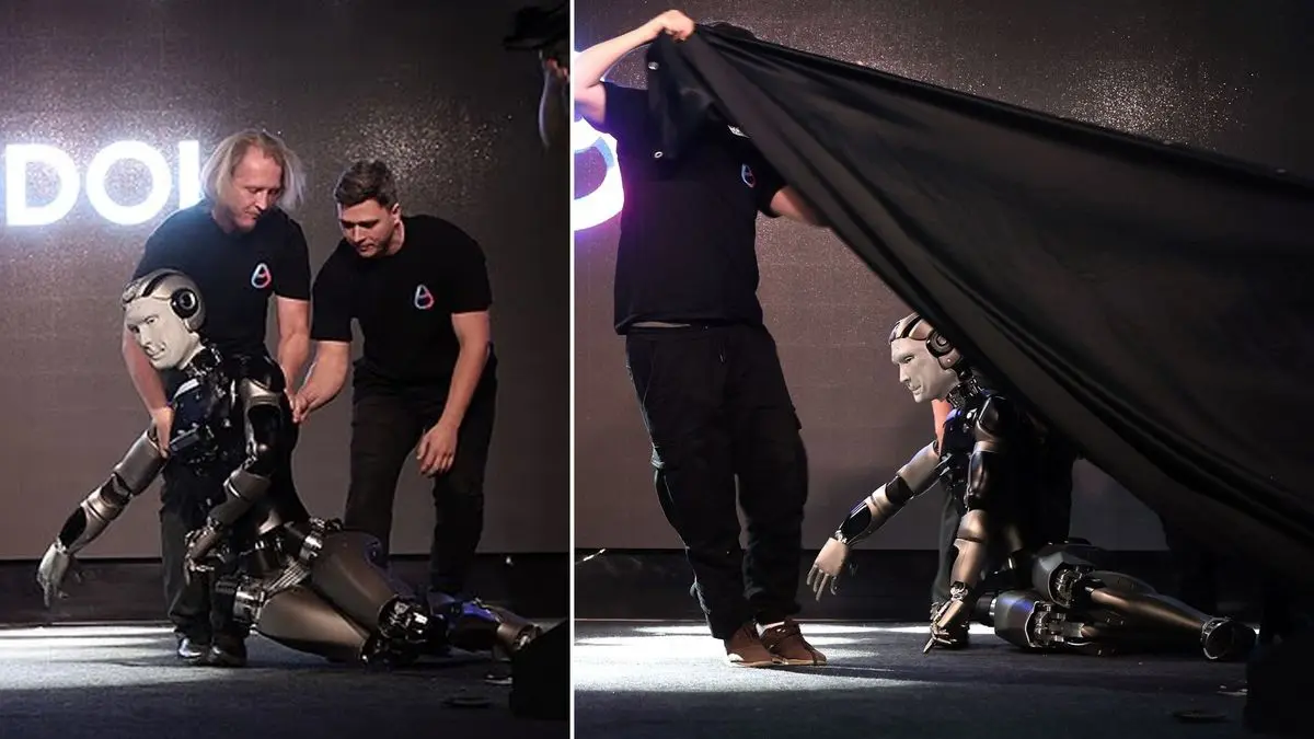 ربات انسان‌نمای روسیه در اولین گام خود ناک‌اوت شد/ ویدئو