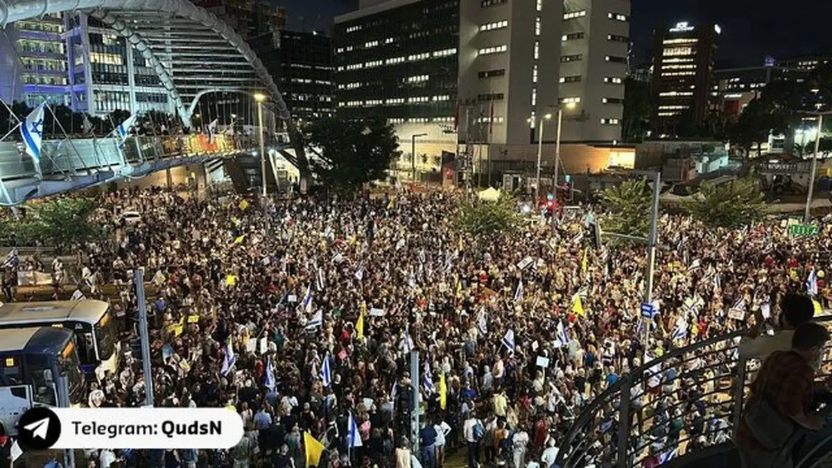 تظاهرات گسترده صهیونیست ها در تل آویو؛ تلاش ناکام پلیس برای کنترل معترضان/ ویدئو