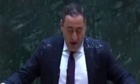 پاشیدن آب بر صورت نماینده اپوزیسیون در پارلمان گرجستان/ ویدئو