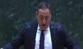 پاشیدن آب بر صورت نماینده اپوزیسیون در پارلمان گرجستان/ ویدئو