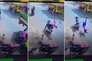 حادثه وحشتناک برای یک موتورسوار/ ویدئو
