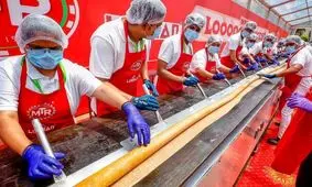 رکورد جهانی درازترین غذای هندی شکست/ ویدئو