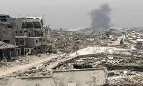 بمباران آپارتمان مسکونی از سوی رژیم صهیونیستی در شهر غزه