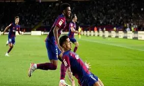 بارسا بازی ۲-۰ باخته را در ۸ دقیقه ۳-۲ برد/ ویدئو