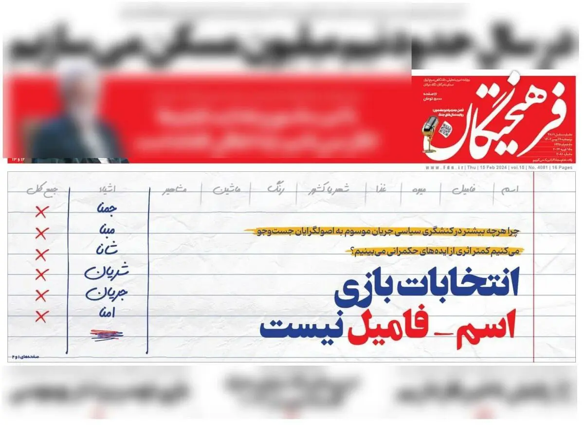 انتخابات بازی اسم-فامیل نیست