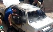 انفجار گوشی تلفن همراه، خودروی پراید را به آتش کشید