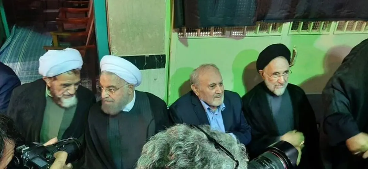خاتمی و روحانی در مراسم بزرگداشت والده همسر سید حسن خمینی

