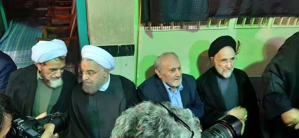 خاتمی و روحانی در مراسم بزرگداشت والده همسر سید حسن خمینی
