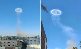 ایجاد ابری عجیب پس از حمله هوایی اسرائیل در دیرالبلح غزه

