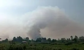 آتش سوزی تالاب انزلی در محدوده چراغ پشتان