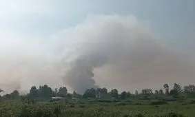 آتش سوزی تالاب انزلی در محدوده چراغ پشتان