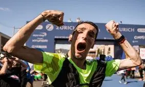 شادی وصف ناپذیر یک معلول 76 درصد در پایان دوی ماراتن/ ویدئو

