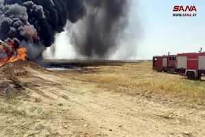 آتش سوزی در خط انتقال نفت غرب سوریه


