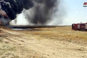 آتش سوزی در خط انتقال نفت غرب سوریه

