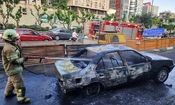 آتش‌سوزی یک خودرو در بزرگراه مدرس تهران؛ ۲ سرنشین مصدوم شدند