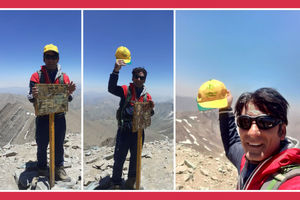 کوهنورد نیشکری بر فراز بلندترین قلّه استان تهران ایستاد