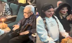 جشن تولد بامزه بهاره رهنما برای بازیگر مسن سینما/ ویدئو