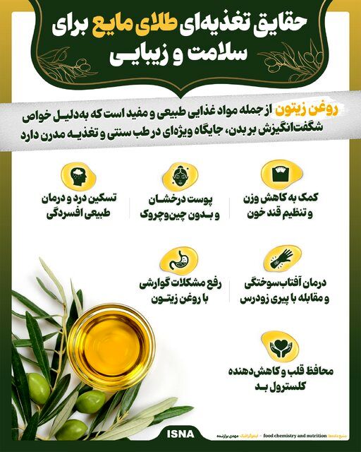 اینفوگرافیک/ حقایق تغذیه‌ای طلای مایع برای سلامت و زیبایی