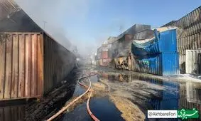 گزارش تصویری خبرنگار خبرفوری از وضعیت هم‌اکنون اطفای حریق بندر شهید رجایی/ ویدئو