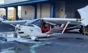 برخورد هواپیمای سبک با ساختمان فرودگاه تبریز