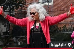 فعالان خواستار آتش بس در غزه روی خانه نانسی پلوسی رنگ قرمز پاشیدند/ ویدئو